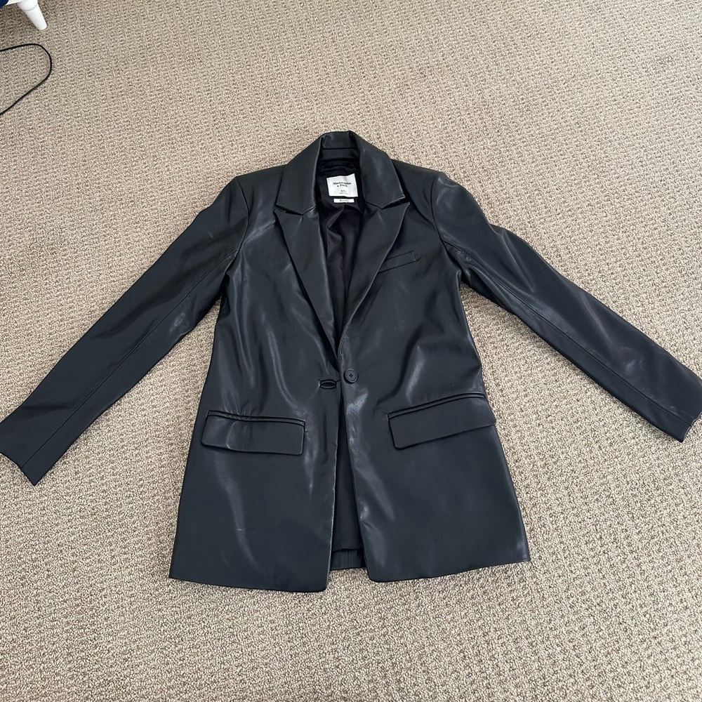 Women’s Abercrombie Black Vegan Leather Jacket (Barely Worn) - Picture 2 of 3